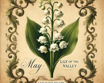Lily of the Valley Print: Vintage Botanical May Birth Flower (Digital Download)