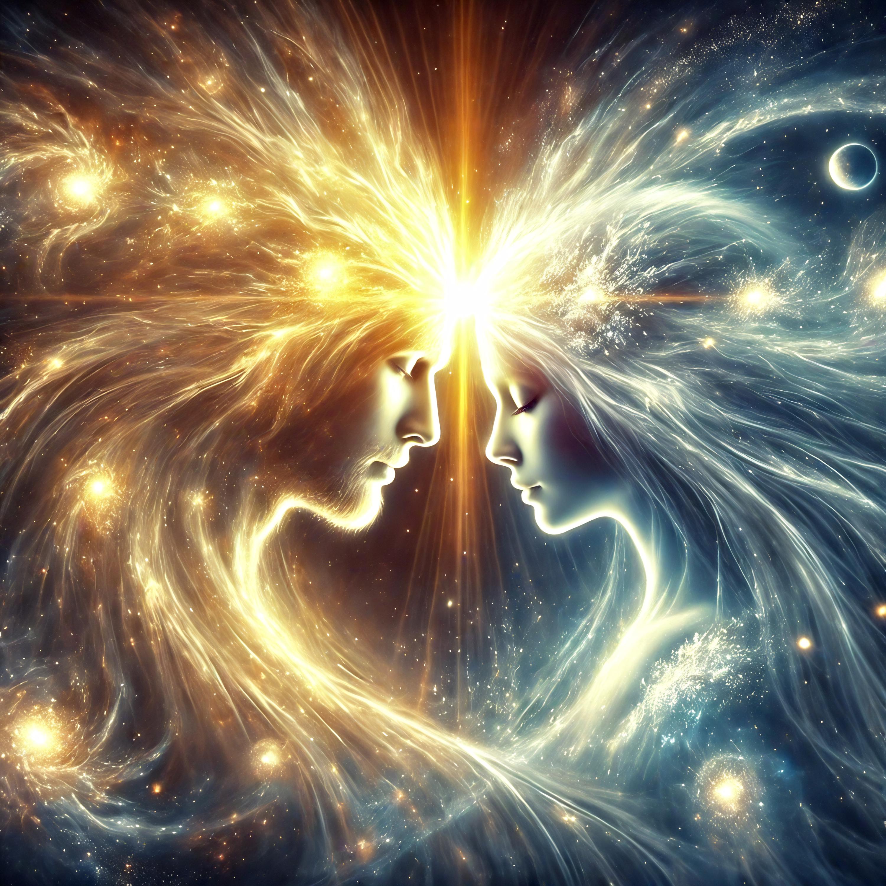 Twin Flames Cosmic Connection Art: Celestial Soulmates Digital