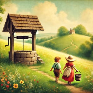 Jack and Jill Nursery Print: Vintage Farmhouse Rhyme Art (Digital Download)
