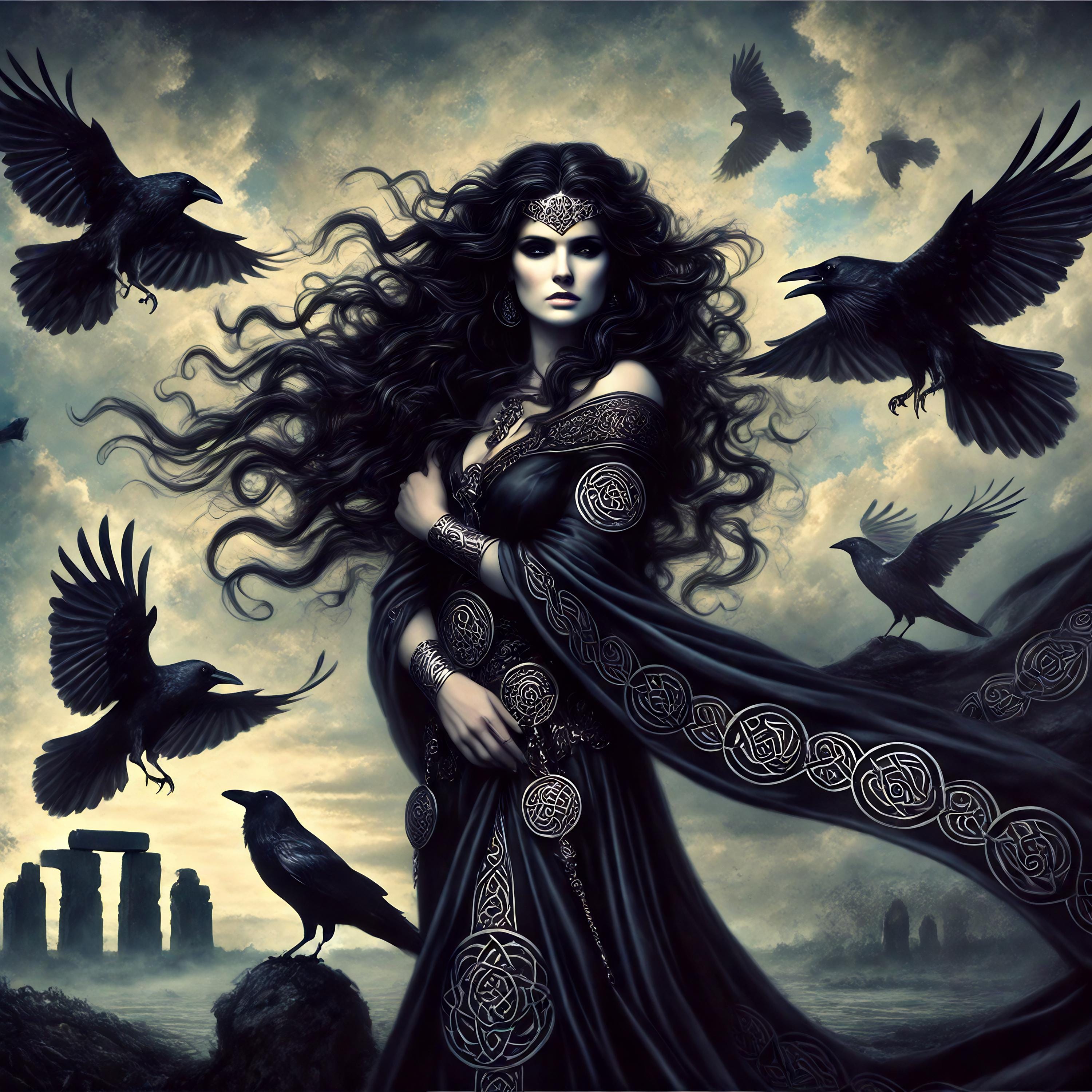 The Morrígan Print: Celtic Goddess of War, Raven Queen (digital