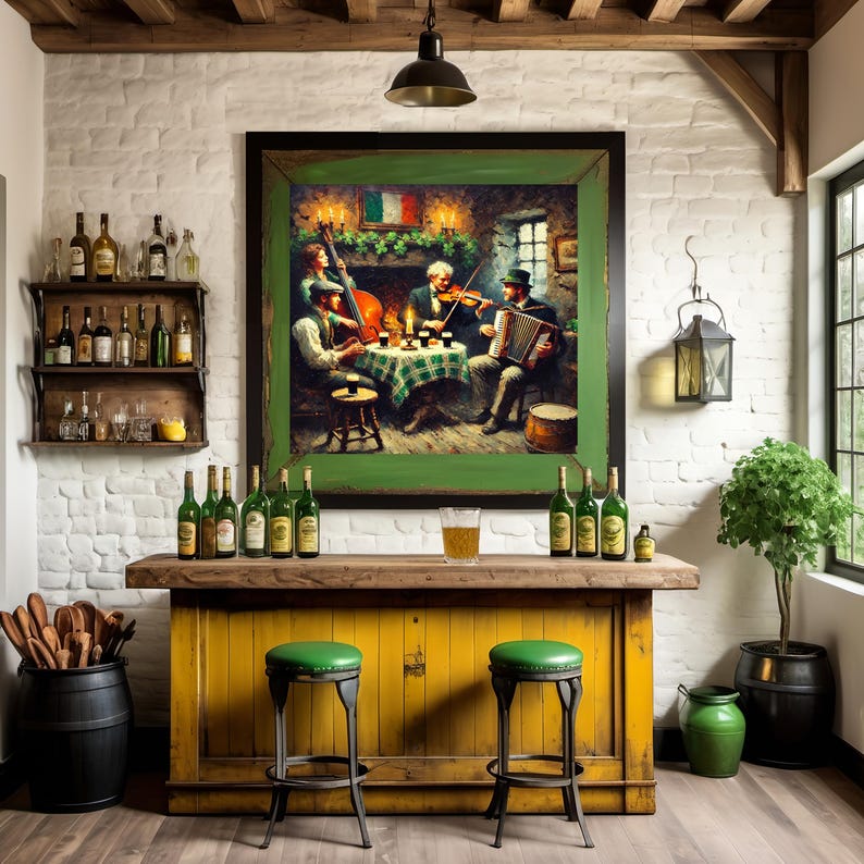 Traditional Irish Pub Band Wall Art Vintage Folk Music Digital Print ...