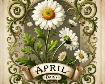 April Birth Flower Daisy Print: Vintage Botanical Art (Digital Download)