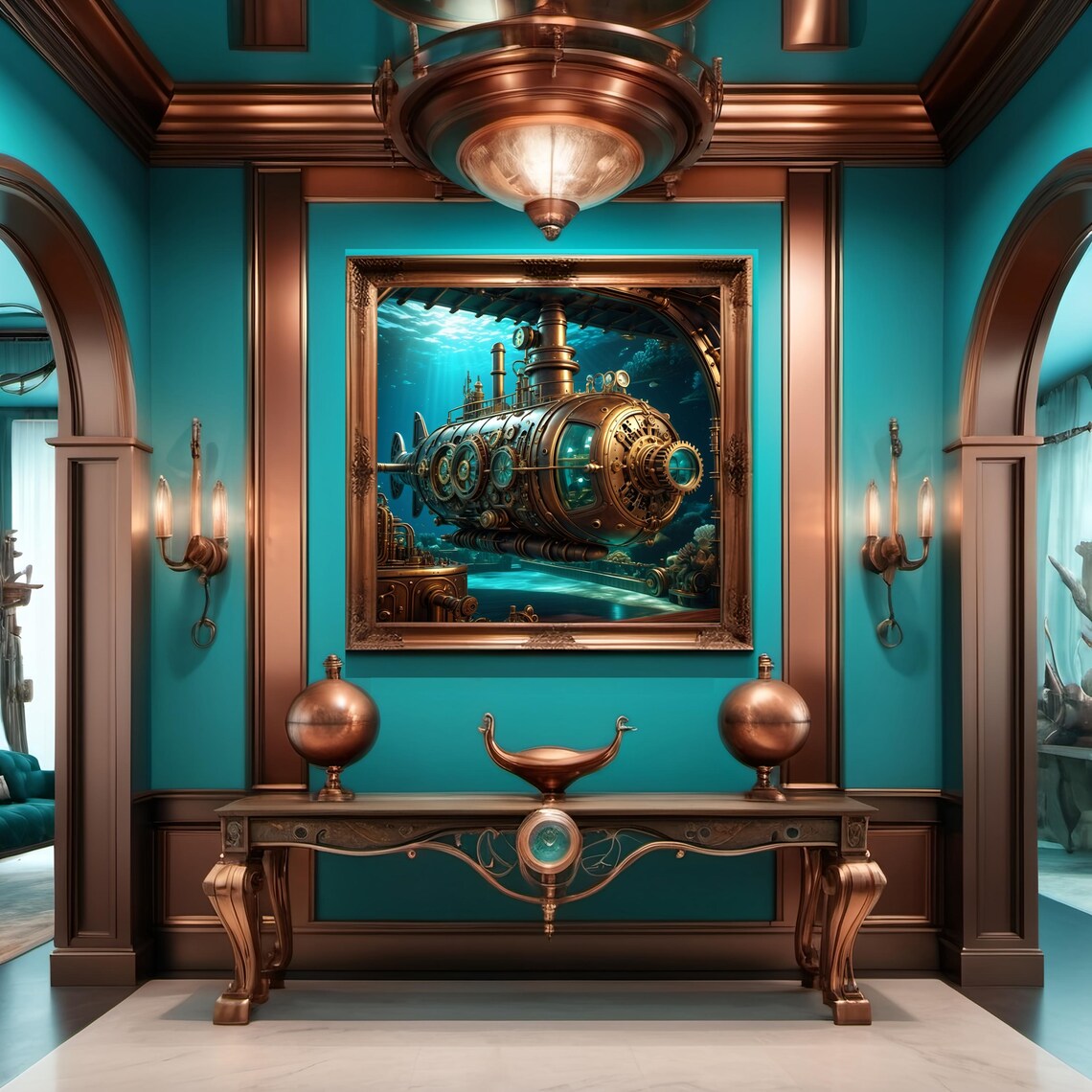 Steampunk Submarine Art Print: Vintage Nautical Sci-fi Decor (digital ...