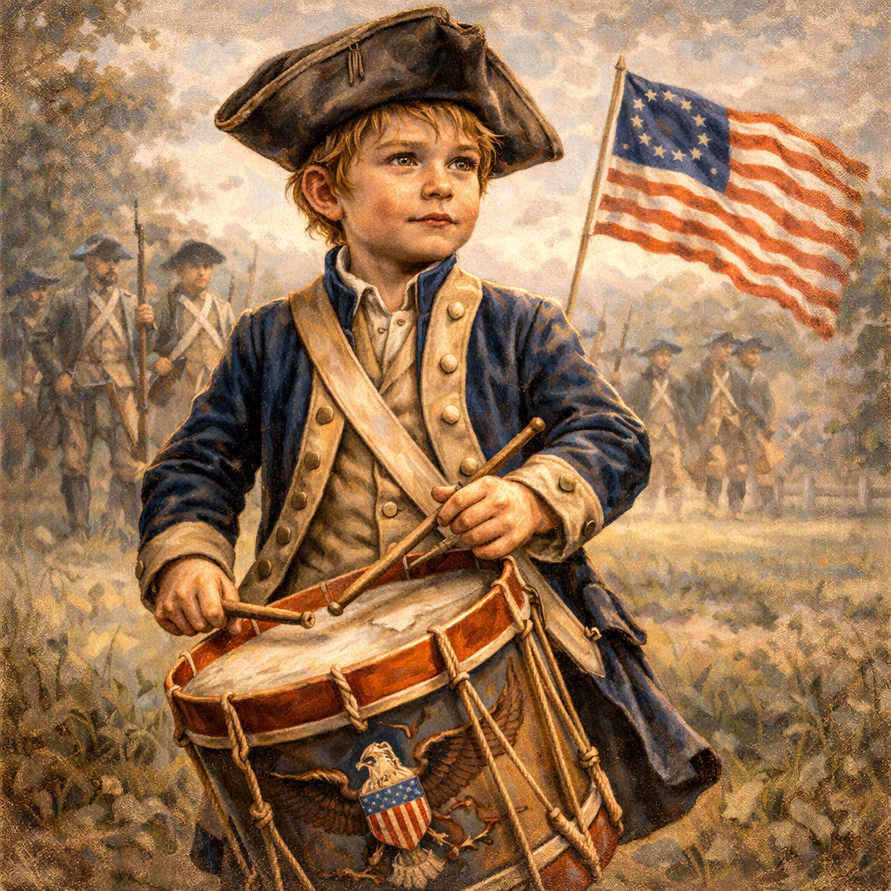 絵画 Drummer boy, war of 1812 Vintage Revolutionary War Drummer Boy: Patriotic American History
