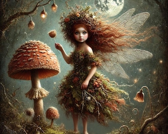 Moonlit Forest Fairy Print: Woodland Fantasy Art (Digital Download)