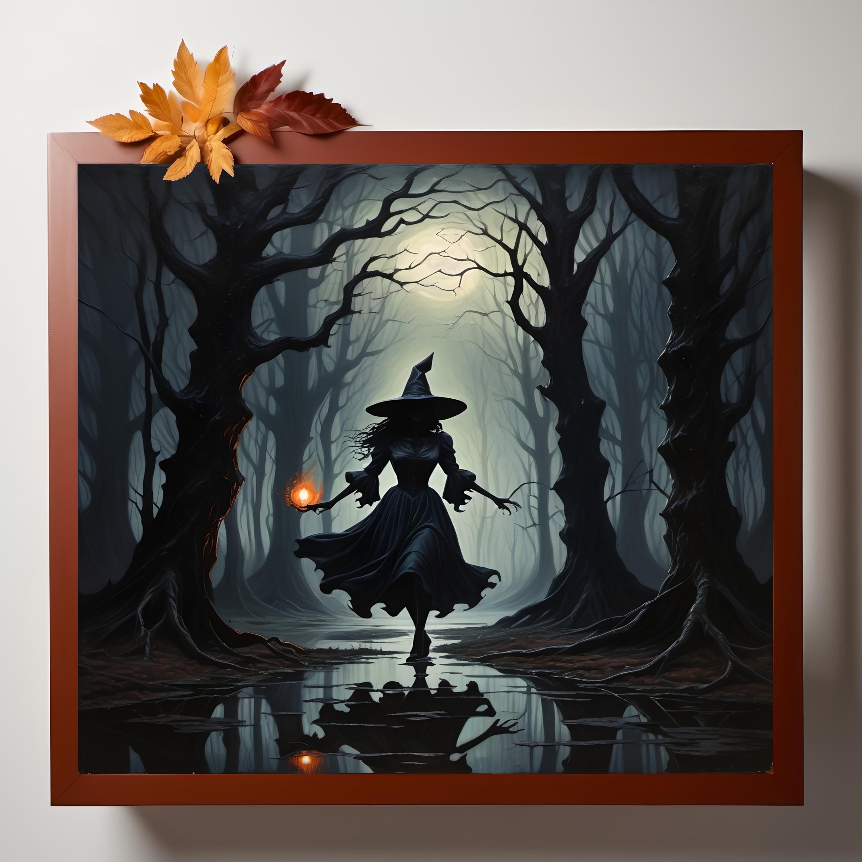 Witch in Twisted Forest Art Print: Spooky Halloween Gothic Decor ...