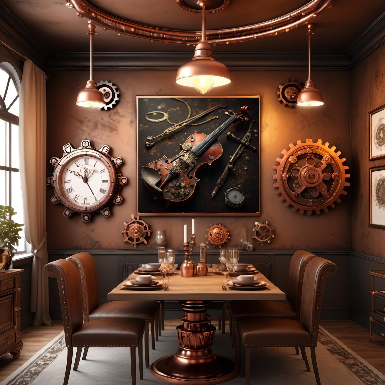 Steampunk Violin Wall Art – Intricate Vintage Instrument Decor With ...