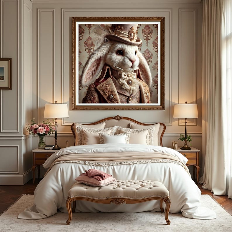 Gentleman Bunny Art Print: High Fashion Rabbit Portrait (digital ...