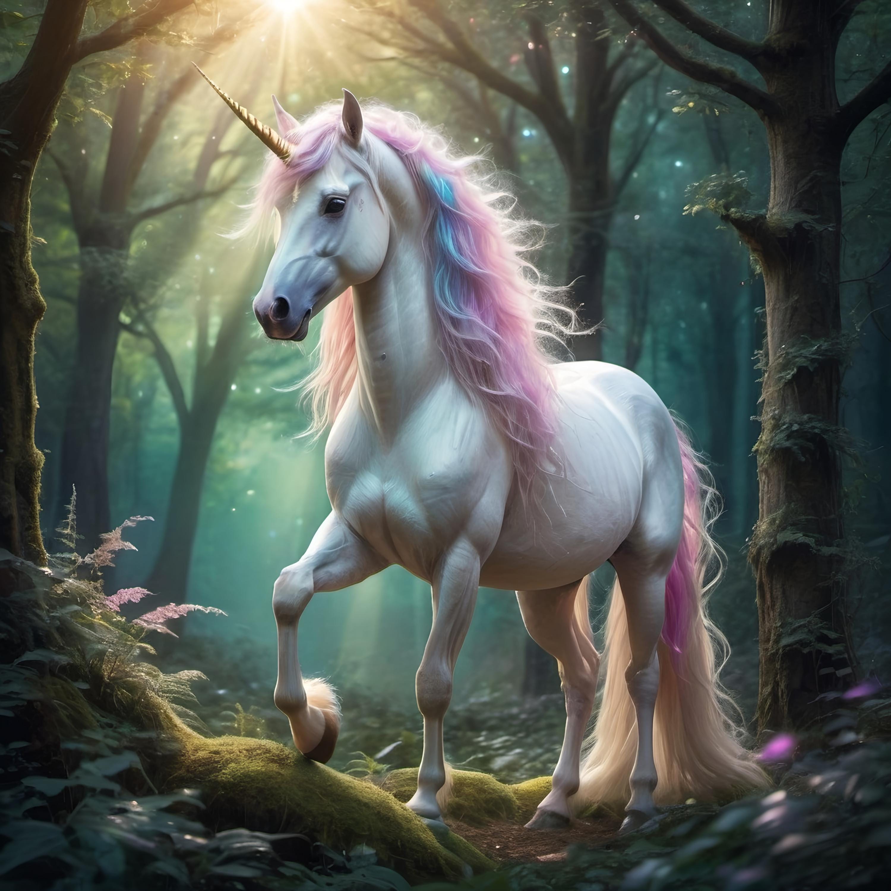 Magical Unicorn Forest Art Print: Dreamy Fantasy Decor (digital