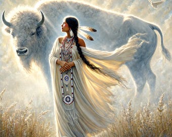 Weiße Büffelkalb Frau: Lakota Göttin spirituelle Kunst (Digitaler Download)