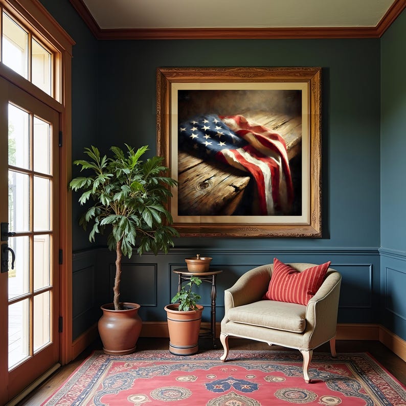 Rustic American Flag Print: Vintage Patriotic Wall Art (digital ...