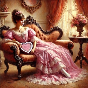 Victorian Valentine Wall Art Romantic Lady in Pink Digital Print Shabby Chic Boudoir Décor Elegant Feminine Digital Download Gift