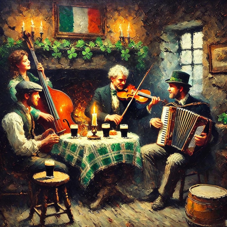 Traditional Irish Pub Band Wall Art Vintage Folk Music Digital Print ...