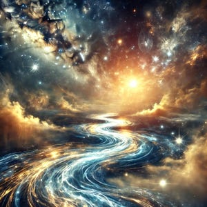 Celestial River of Light Digital Print Cosmic Wall Art Spiritual Gift Idea Ethereal Galaxy Painting Dreamy Space Landscape Digital Download