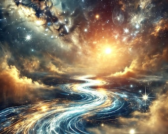 Celestial River of Light Digital Print Cosmic Wall Art Spiritual Gift Idea Ethereal Galaxy Painting Dreamy Space Landscape Digital Download