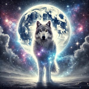 Impressão de lobo espiritual celestial: arte de lobo etéreo da galáxia (download digital)
