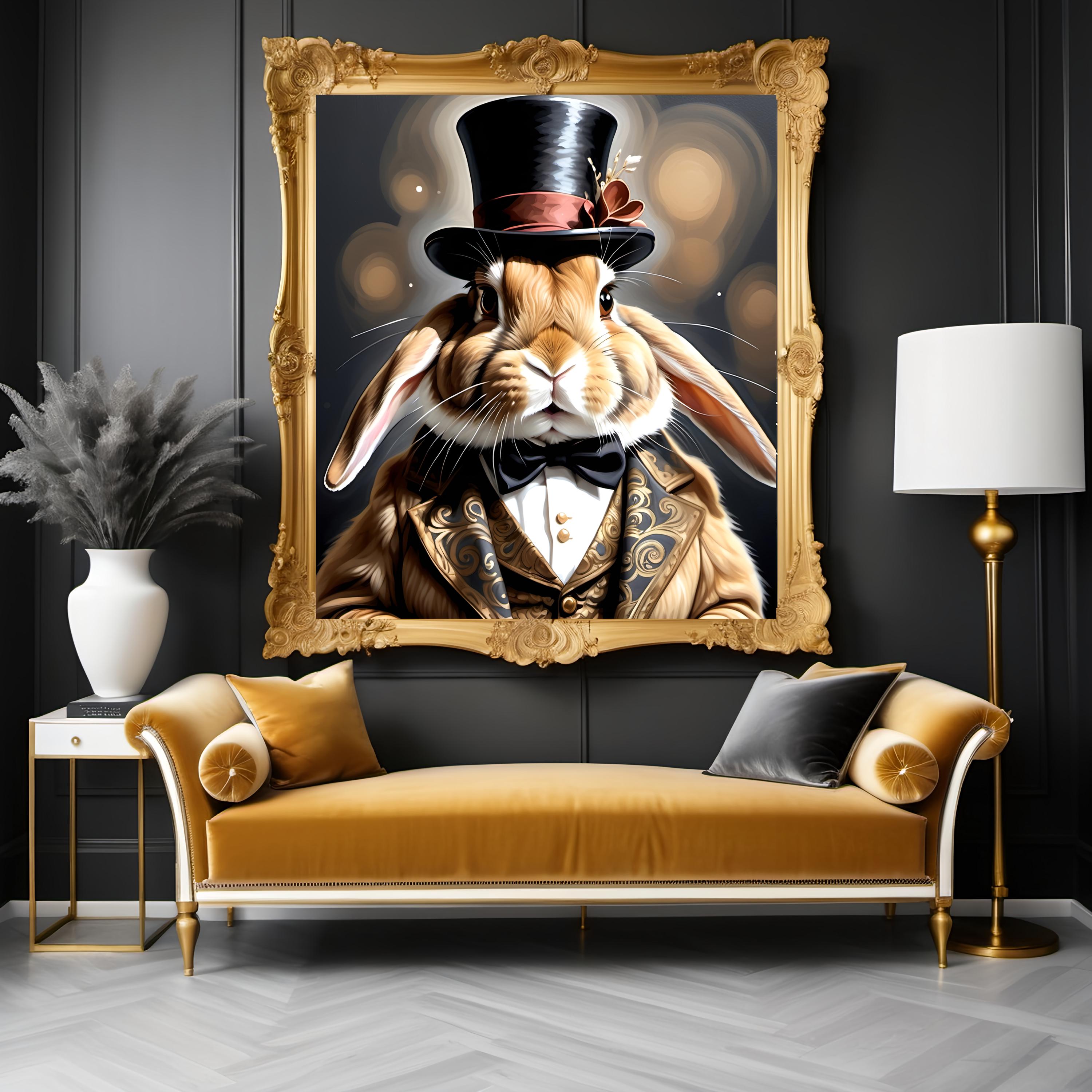 Victorian Rabbit Portrait: Dapper Bunny in Top Hat (digital Download ...