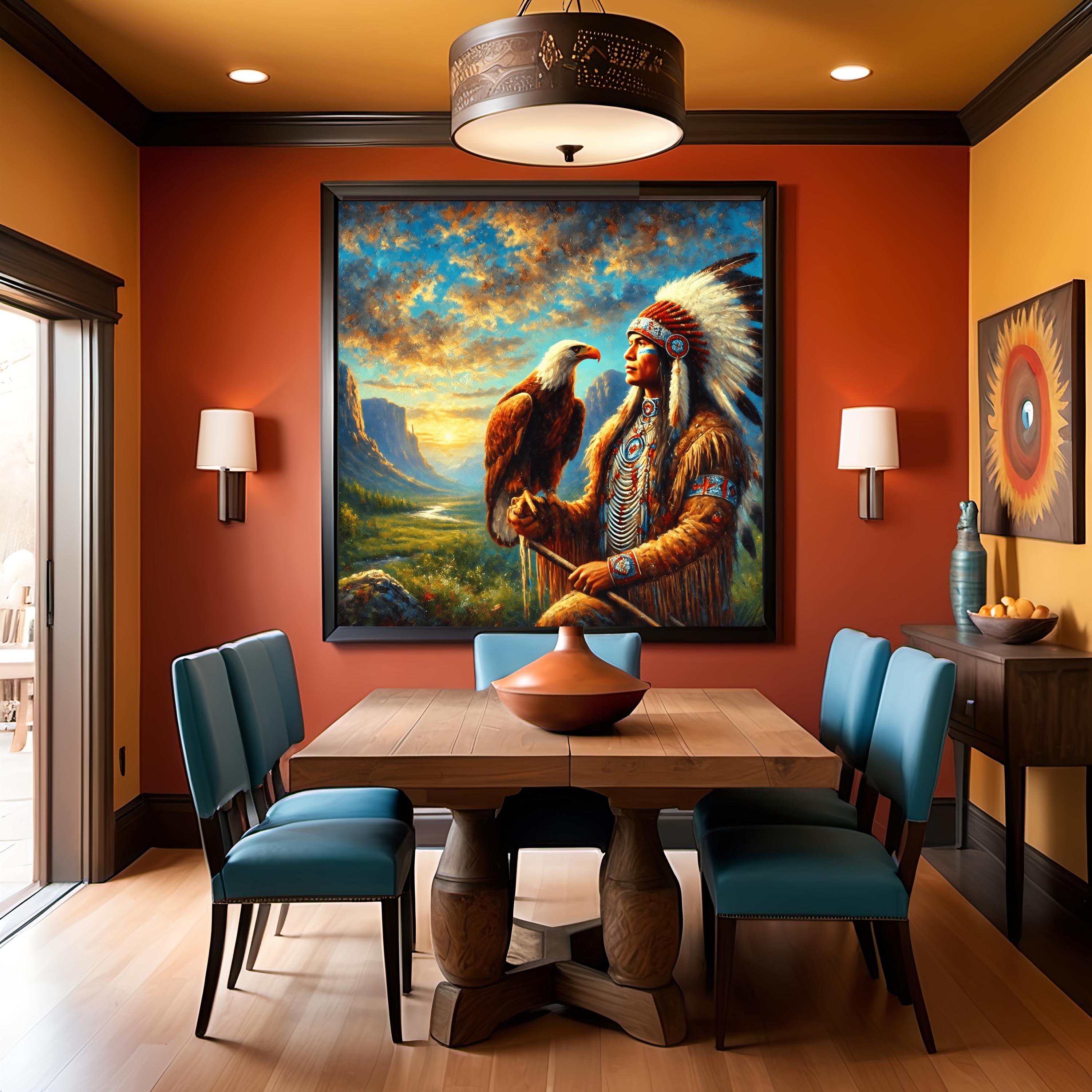 Native American Chief & Bald Eagle Art Print: Tribal Home Decor ...