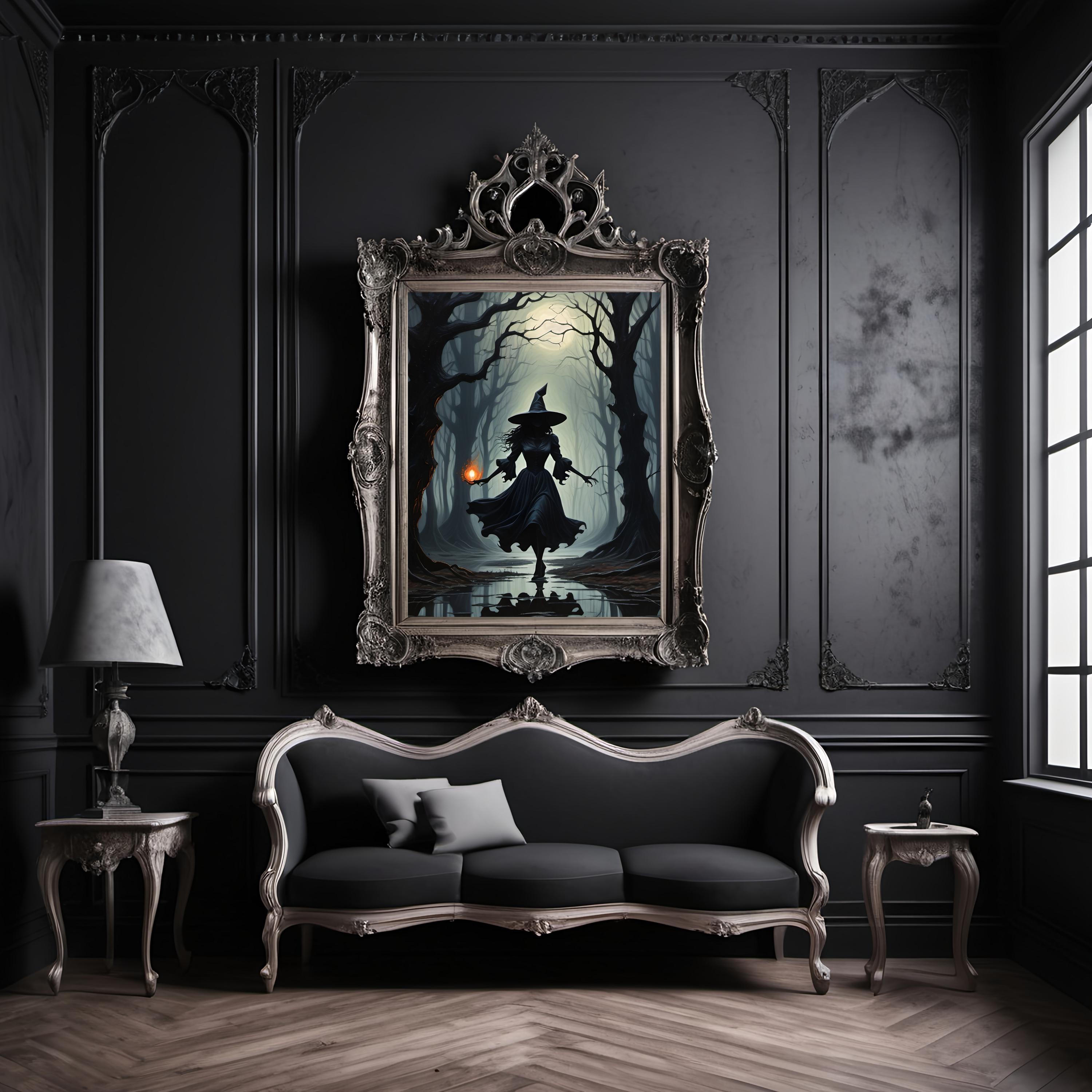 Witch in Twisted Forest Art Print: Spooky Halloween Gothic Decor ...