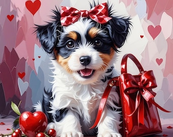 Valentine's Day Puppy Art: Heart-Themed Dog Lover Gift (Digital Download)