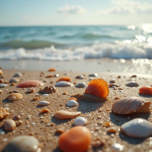 Ultra realistic sandy beach digital wall art ocean waves print coastal beach scene digital painting summer seascape printable artwork