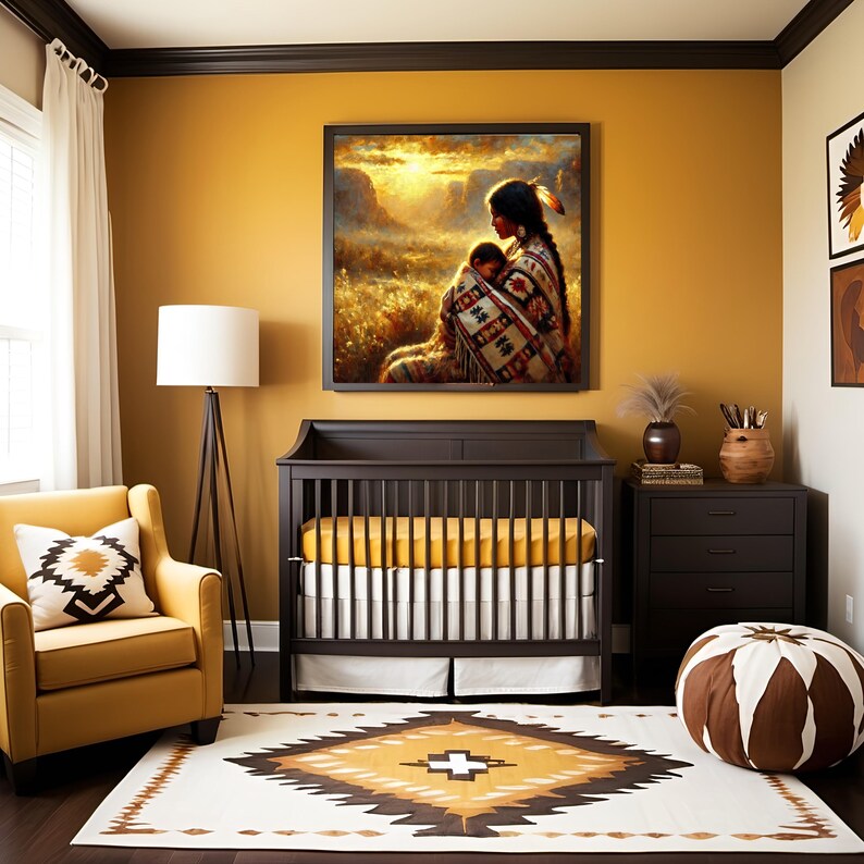 Native American Mother and Child Art Print: Impressionist Cultural ...