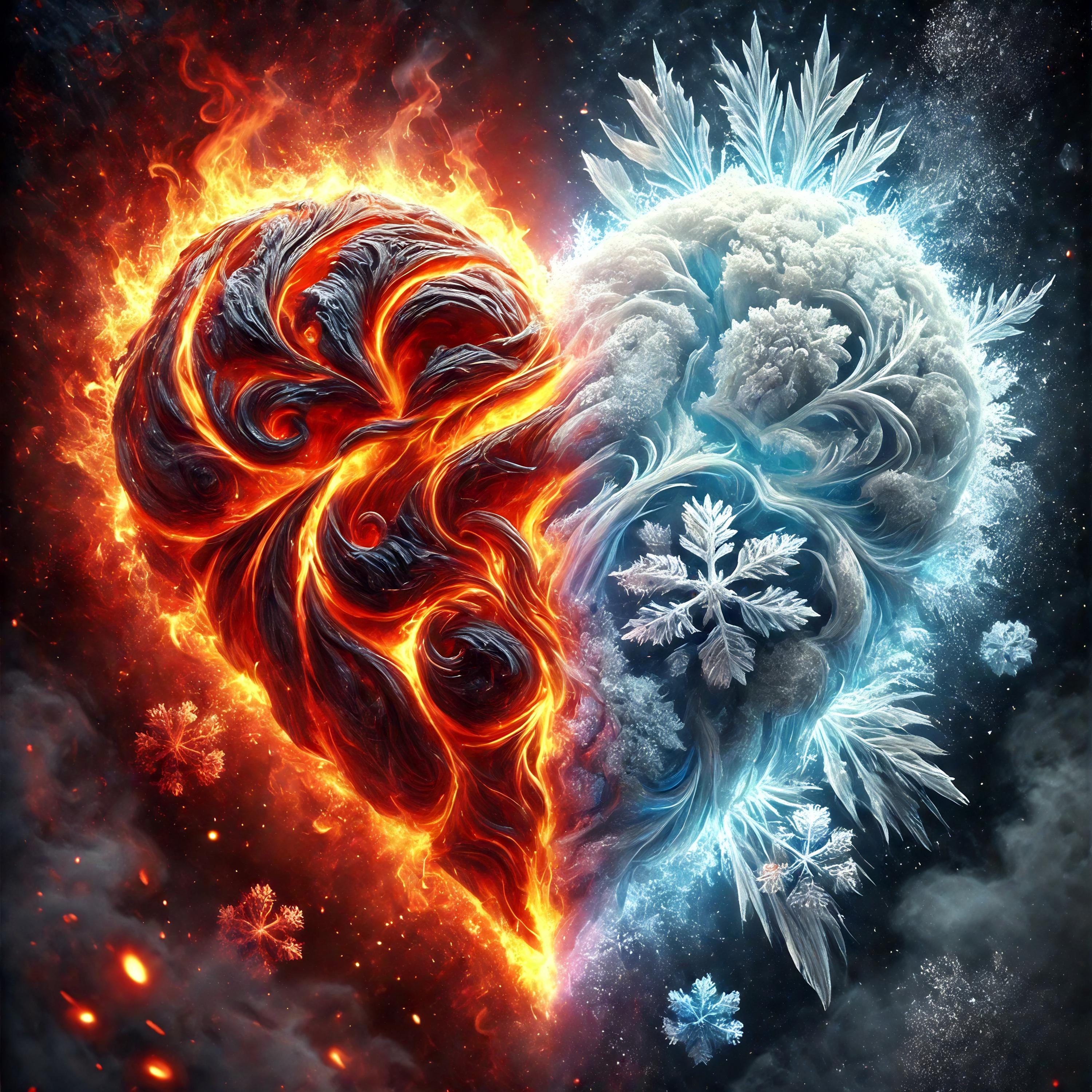 Fire and Ice Heart Print: Cosmic Galaxy Wall Art (digital Download