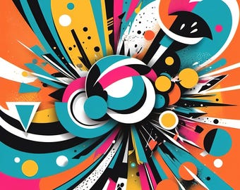 Abstract Pop Art Print: Vibrant Graphic Wall Decor (Digital Download)