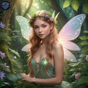 Waldfee im grünen Wald Digital Art Print Verzauberte Natur Szene Fantasy Wand Dekor Printable Elfen Geist Magisches Wald Kunstwerk Geschenk