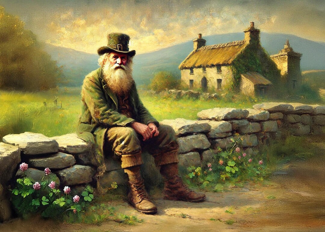 Rustic Irish Background Printable Rustic Irish Countryside Portrait St Patricks Day Card ...