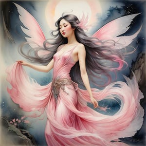 Fairy Wall Art Pink Fantasy Artwork Digital Download Whimsical Fairy Tale Decor Ethereal Magical Printable Download Gift Idea for Her