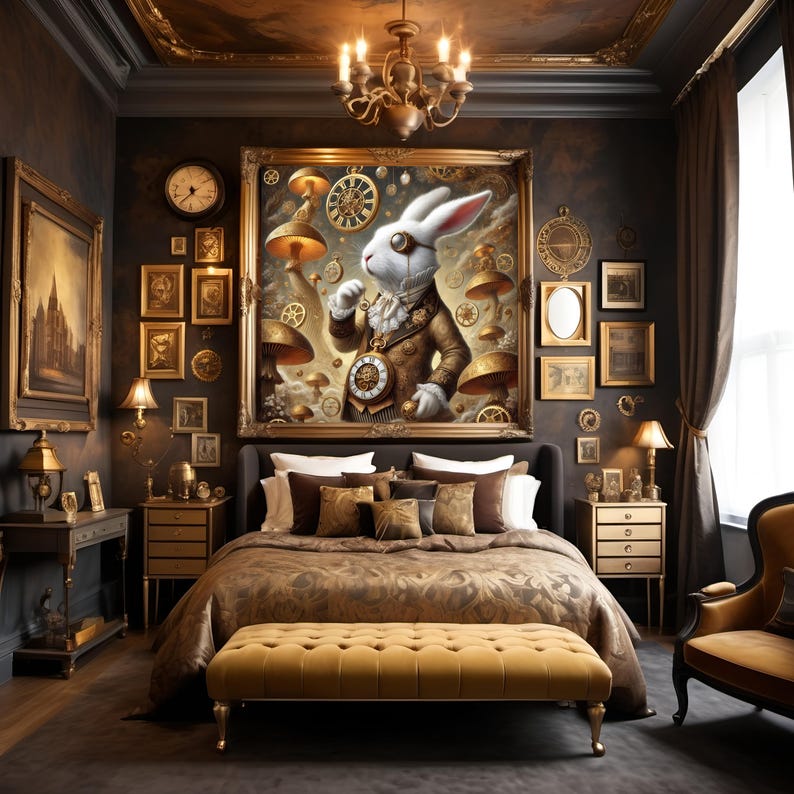 The Elegant Steampunk Timekeeper: Clockwork Rabbit Fantasy Art (digital ...