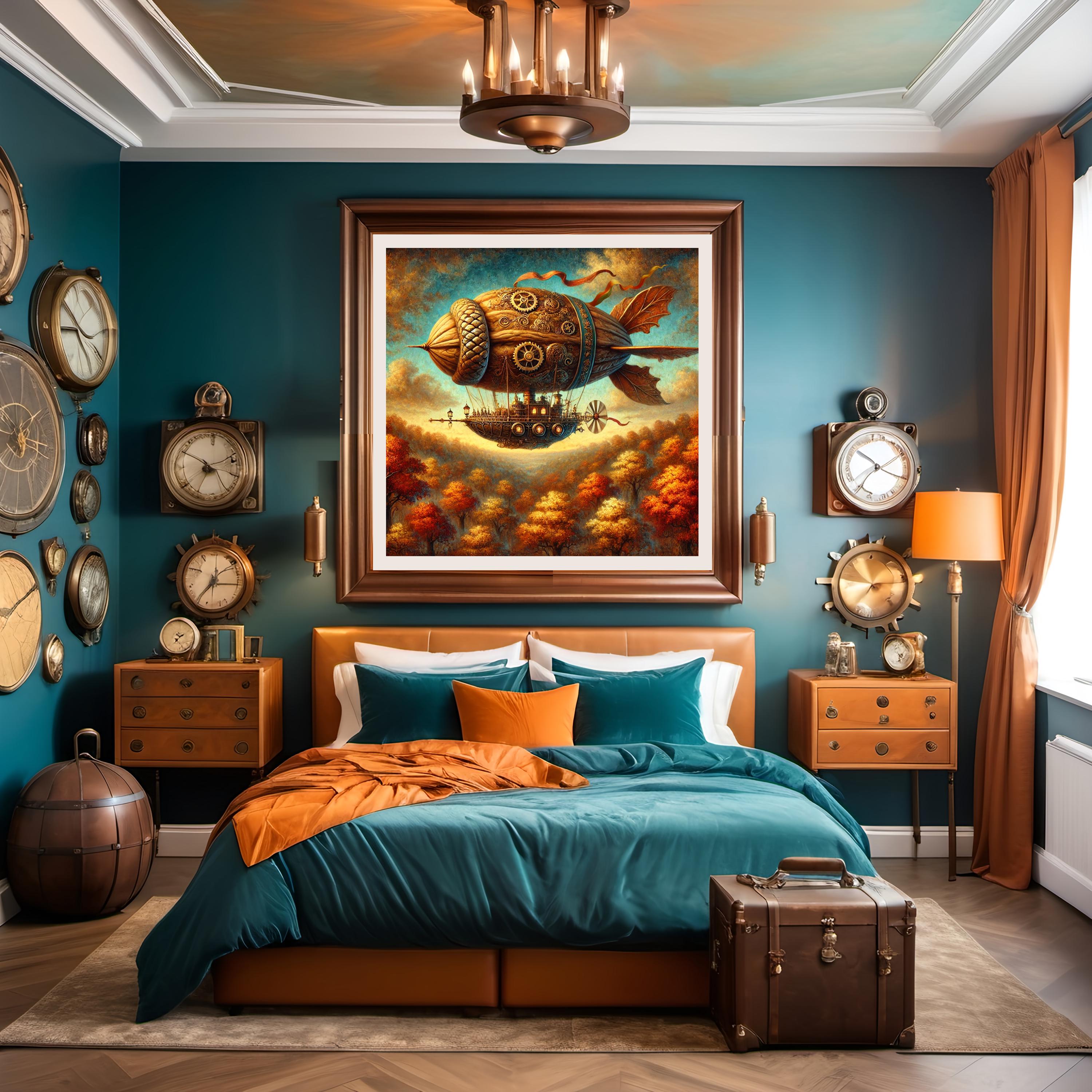 Steampunk Walnut Airship Digital Art Vintage Oil Painting (digital ...