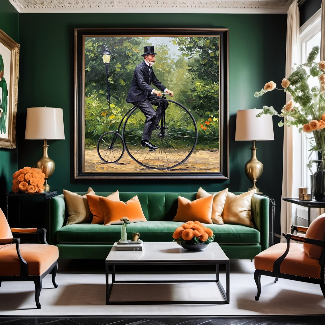 Victorian Penny Farthing Print: Antique Bicycle Rider, Nostalgic Wall ...