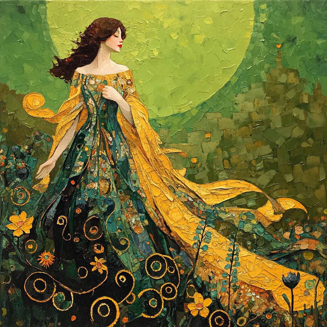 Emerald Fantasy Woman Oil Painting Digital Art (digital Download) - Etsy