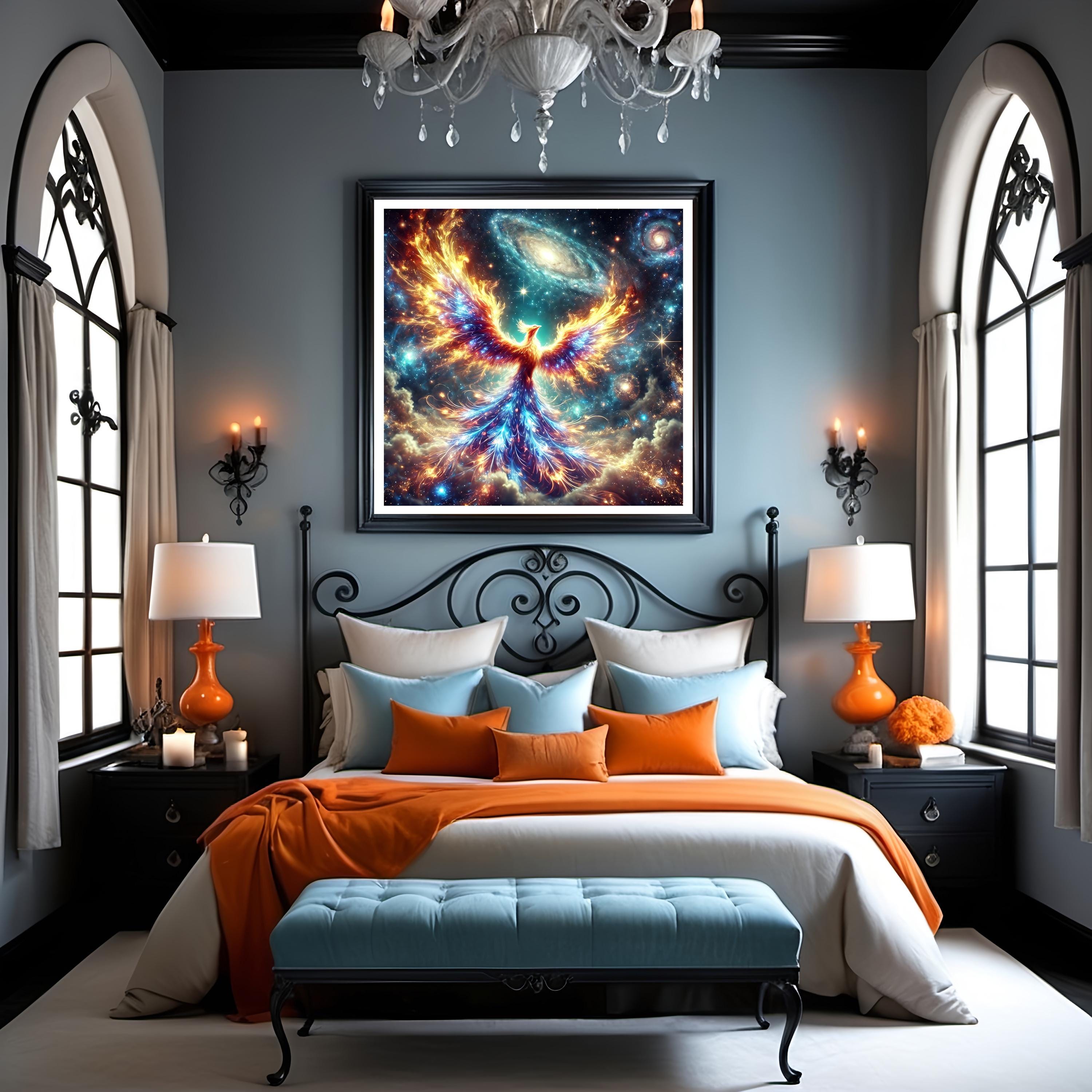 フォトフレーム AlchemyAAPH5 CelestialAngelsPictureframe Guardian Angel Art Print, Celestial Night Sky Wall Decor – Primal