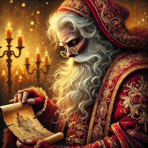 Impresión artística de Papá Noel victoriano, pintura navideña, regalo de San Nicolás, descarga, decoración navideña nostálgica y atemporal de Papá Noel, carta de Papá Noel, regalo
