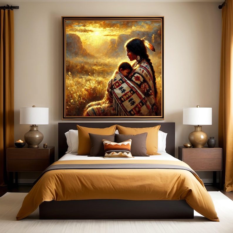 Native American Mother and Child Art Print: Impressionist Cultural ...