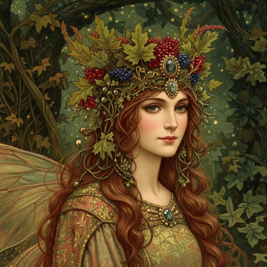 Celtic Fairy Queen Wall Art Enchanting Forest Goddess Digital Print 