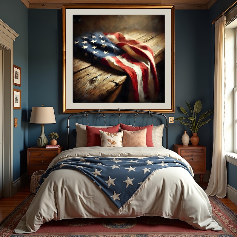 Rustic American Flag Print: Vintage Patriotic Wall Art (digital ...