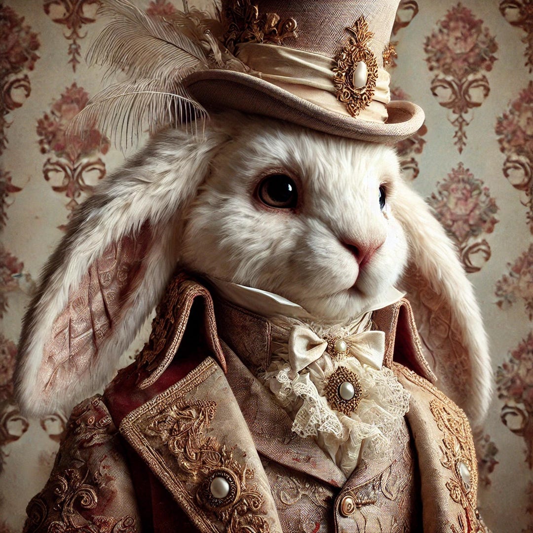 Gentleman Bunny Art Print: High Fashion Rabbit Portrait (digital ...