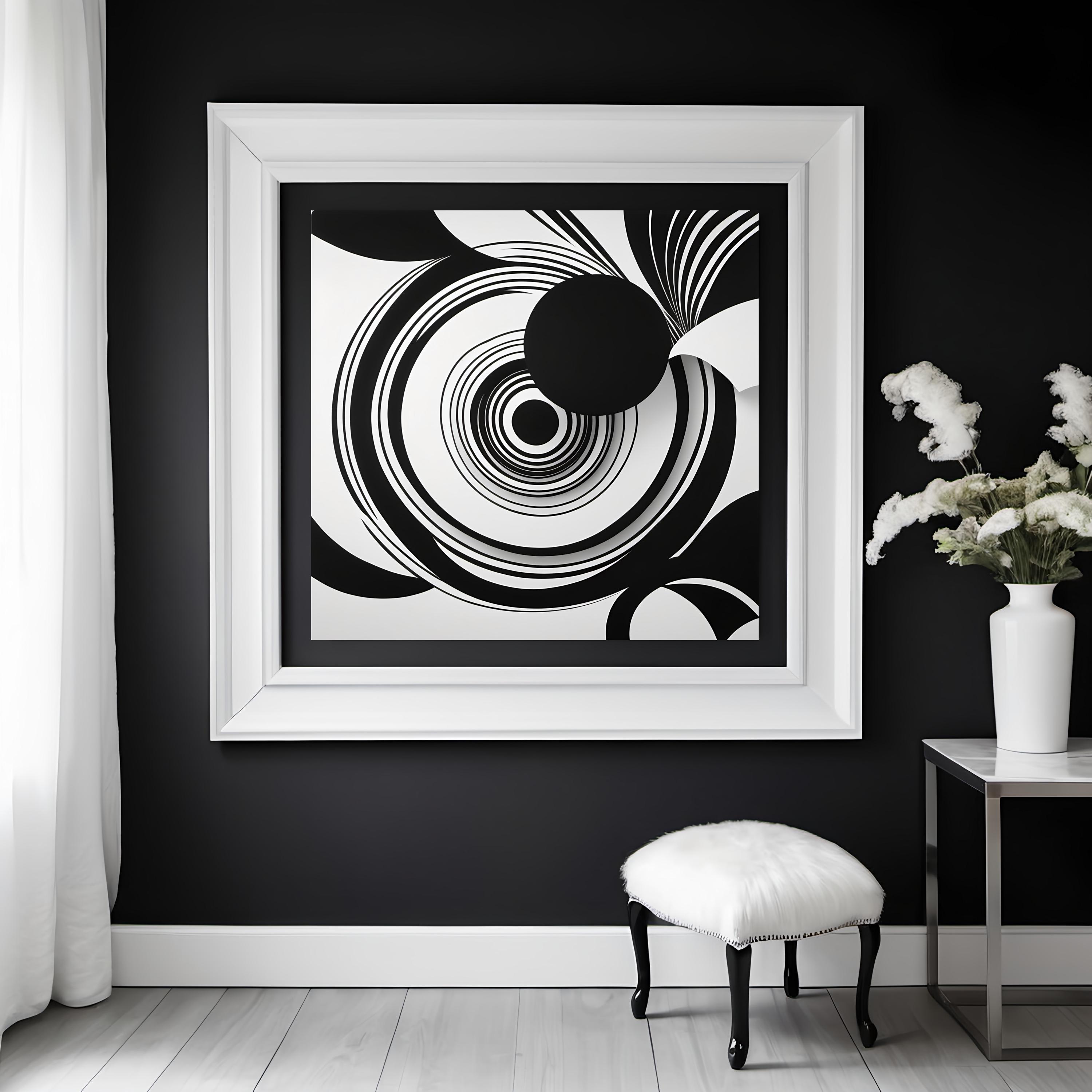 Minimalist Abstract Art Print: Black and White Geometric Wall Decor ...