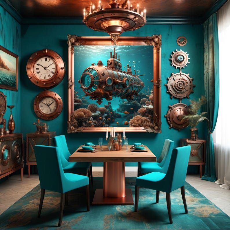 Steampunk Submarine Art Print: Nautical Sci-fi Decor (digital Download ...