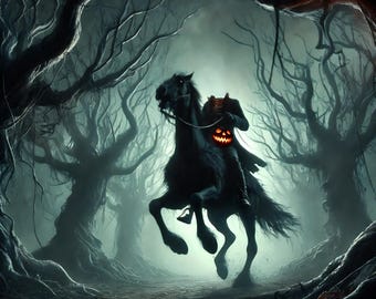 Headless Horseman Art Print: Gothic Halloween Decor (Digital Download)