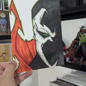 Spawn art, Spawn fan art, handmade Spawn piece, hand drawn spawn original, crafted art, office wall art, spawn wall decor, spawn drawing,