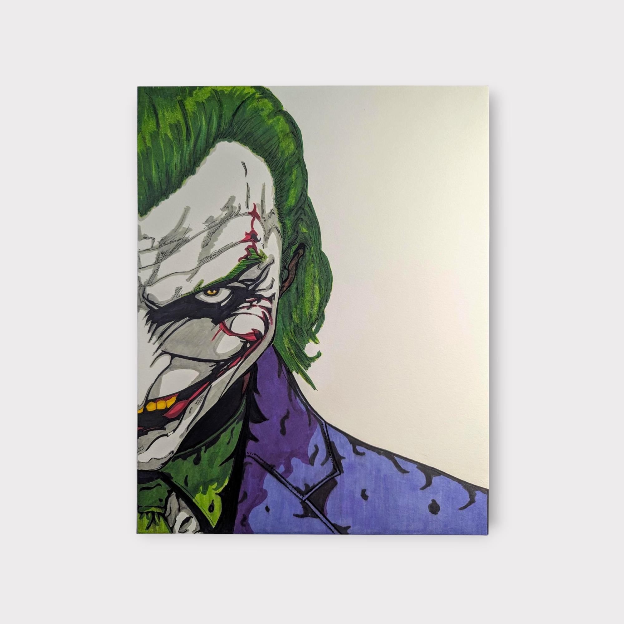 Handmade Joker Art, DC Comics Illustration, Copic Marker Drawing