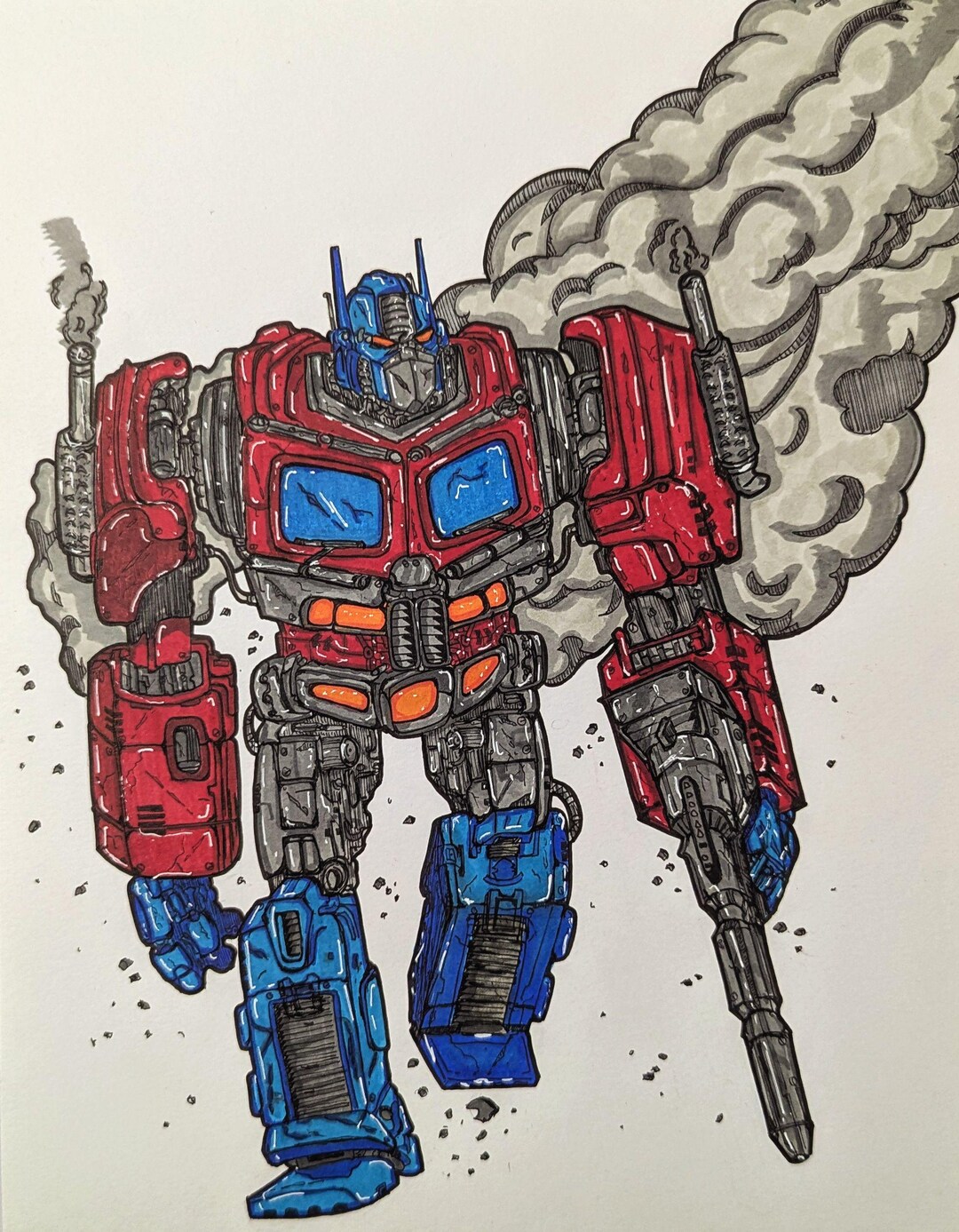 Option Prime Drawing Handmade Optimus Prime Comic Art, Copic Marker Drawing (11x14) - Etsy