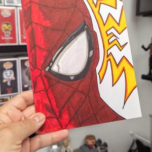 Spiderman art, spiderman fan art, handmade spiderman piece, hand drawn spiderman original, crafted art, office wall art, spidey wall decor,