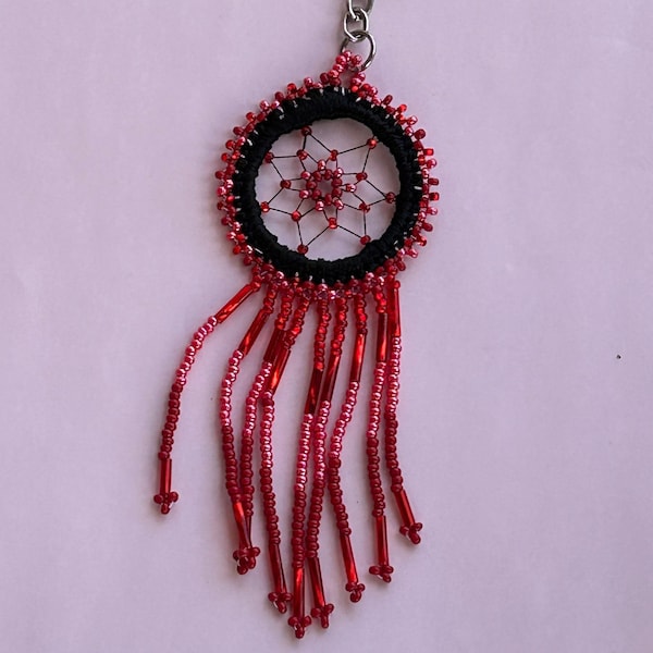 Native Central American handcrafted Dream catcher key ring with top quality glass seed beads.