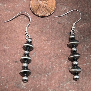 Handcrafted Sterling Silver Navajo Pearl style earrings, made in Tucson, Az. USA